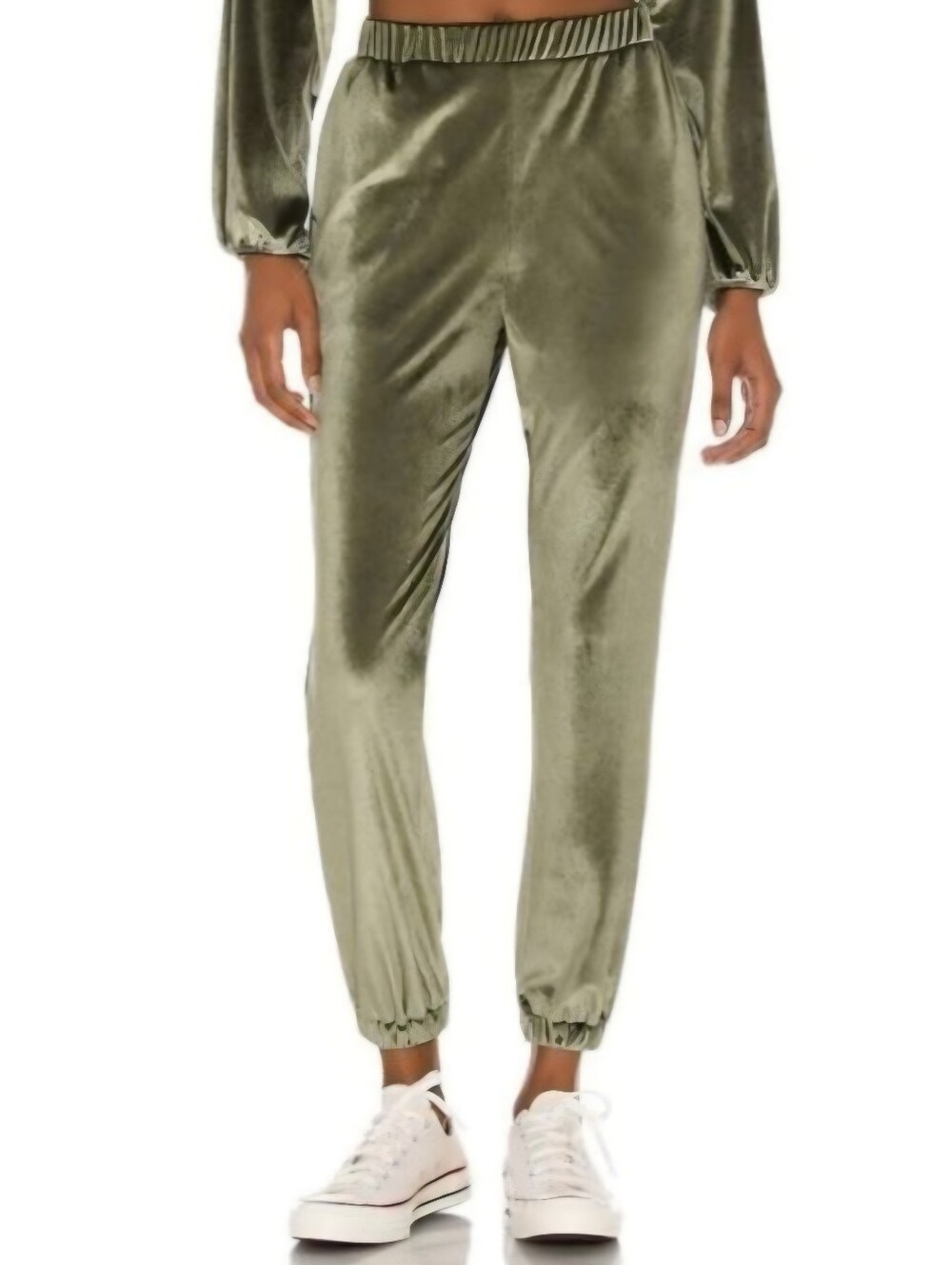 Lovers + Friends Olive Velvet Elastic-Waist Joggers